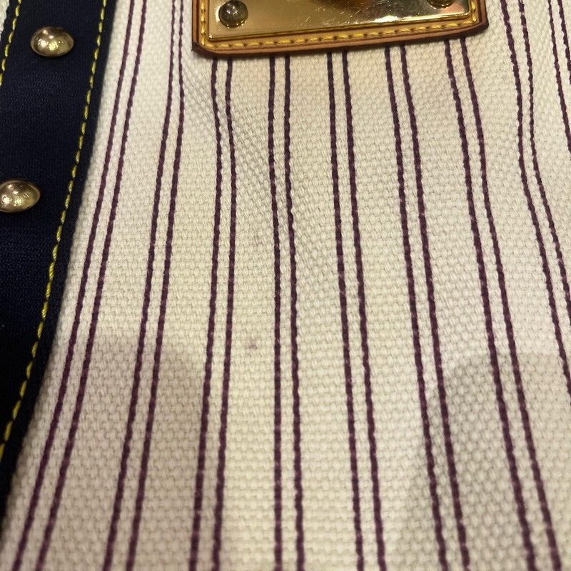 Louis Vuitton Antigua Cabas MM Tote Hand Bag Navy Stripe-20