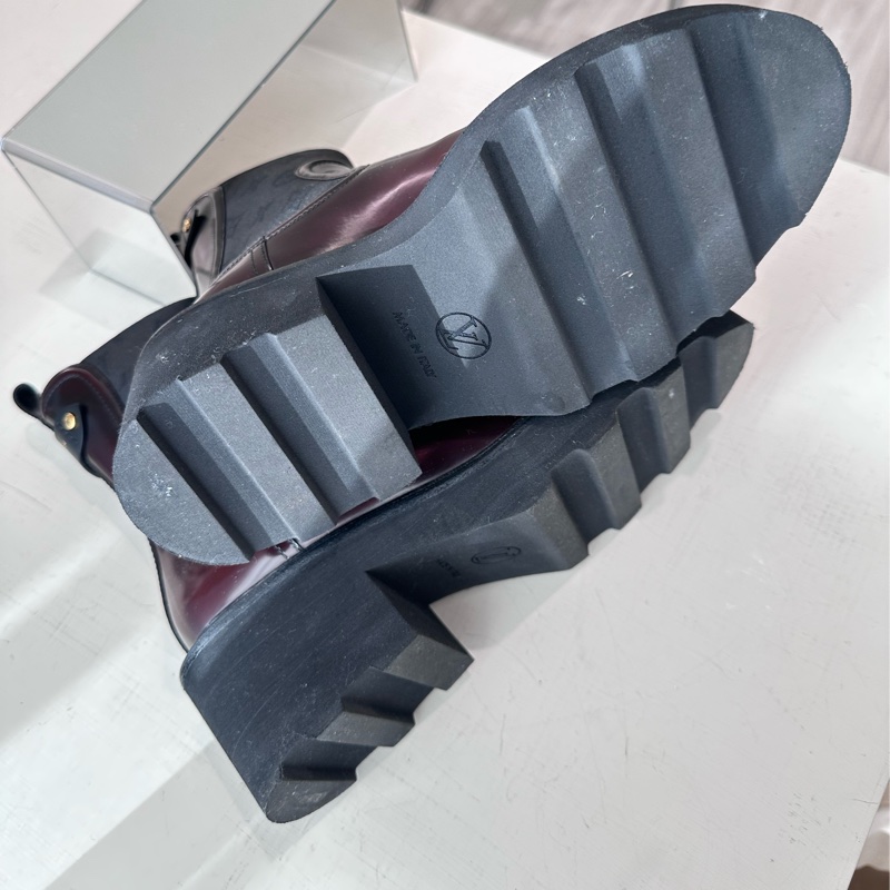 Louis Vuitton 酒紅拚黑壓紋logo短靴❤️🔥37號 LV-12