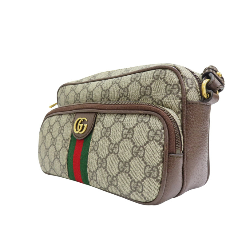 烏木色帆布 牛皮 Ophidia 肩背包 金扣 723312【GUCCI 古馳】 723312-2