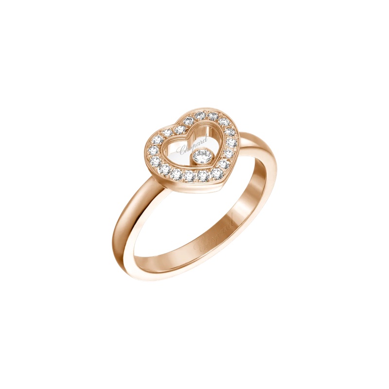 平台最低價✨CHOPARD蕭邦快樂鑽happy diamonds滿鑽愛心18k金戒指-0