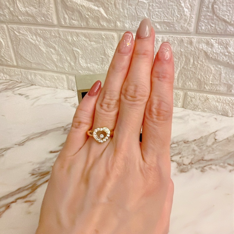 平台最低價✨CHOPARD蕭邦快樂鑽happy diamonds滿鑽愛心18k金戒指-7