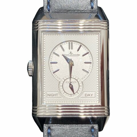 Jaeger-LeCoultre 積家 Reverso Tribute翻轉系列腕錶 Duoface Small Seconds 雙時區小秒針 男士 不鏽鋼 手動機械手錶 銀色/深藍