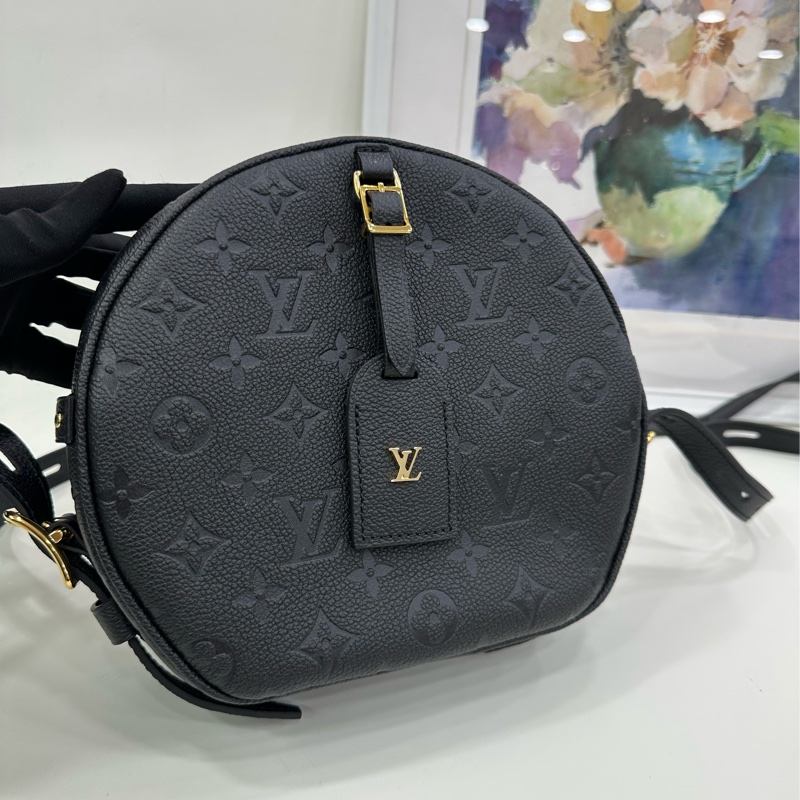 Louis Vuitton/路易威登黑色 軟圓餅 全皮印花 原始成色-7
