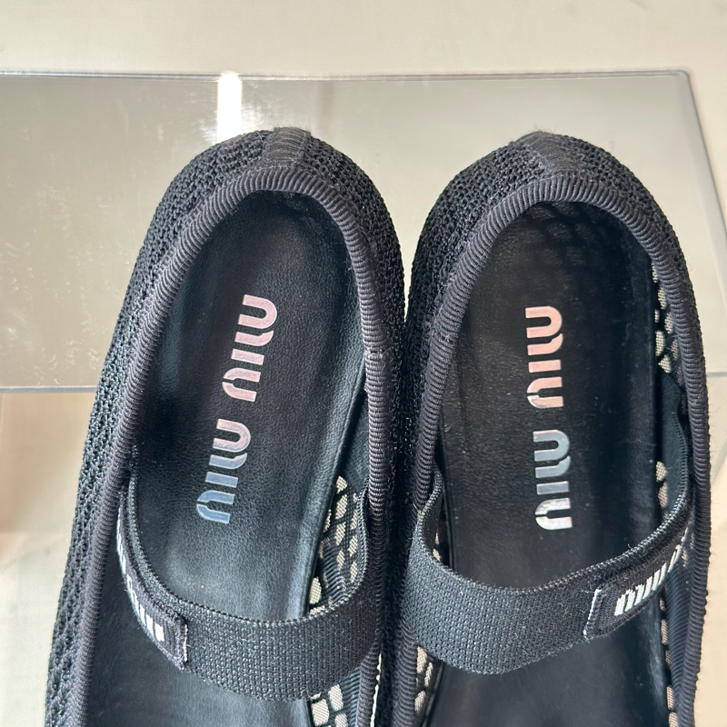 miumiu 黑色網狀芭蓄舞鞋 ❤️🔥37❤️🔥貼底 超級新-4