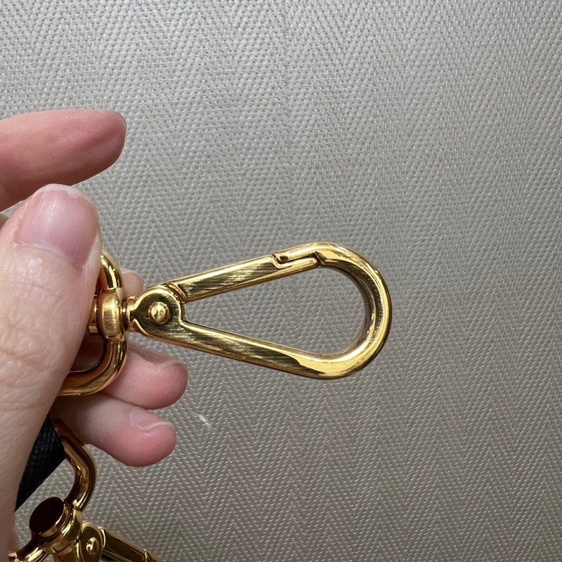 Prada 黑尼龍黑牛皮金釦手提斜背包-14
