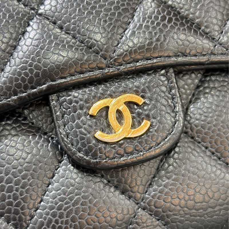 CHANEL A82288 AP0231 黑 荔枝皮 金釦 零錢包 COCO 三折 短夾 皮夾-4