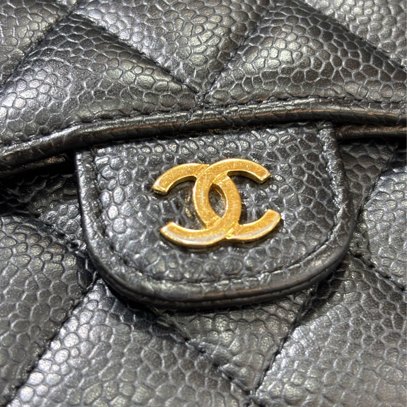 CHANEL A82288 AP0231 黑 荔枝皮 金釦 零錢包 COCO 三折 短夾 皮夾-5
