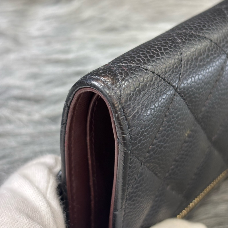 CHANEL A82288 AP0231 黑 荔枝皮 金釦 零錢包 COCO 三折 短夾 皮夾-11