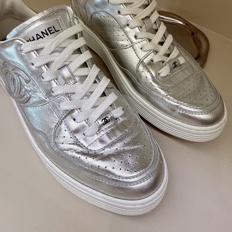 Chanel 銀色板鞋 40號❤️🔥-3