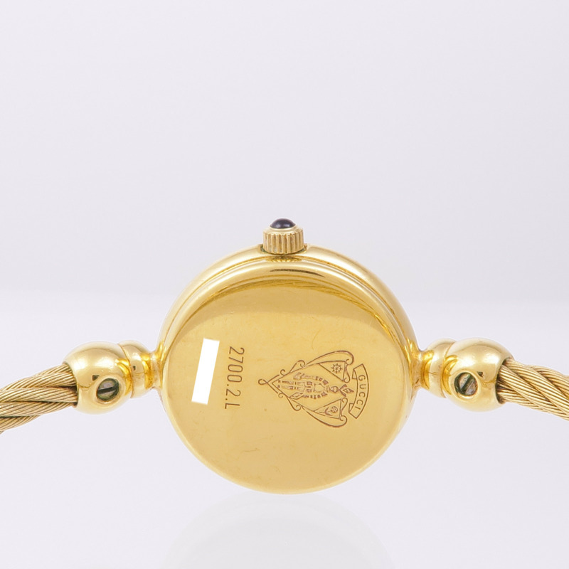 GUCCI Black Dial Gold Bangle Watch 27002.L-5