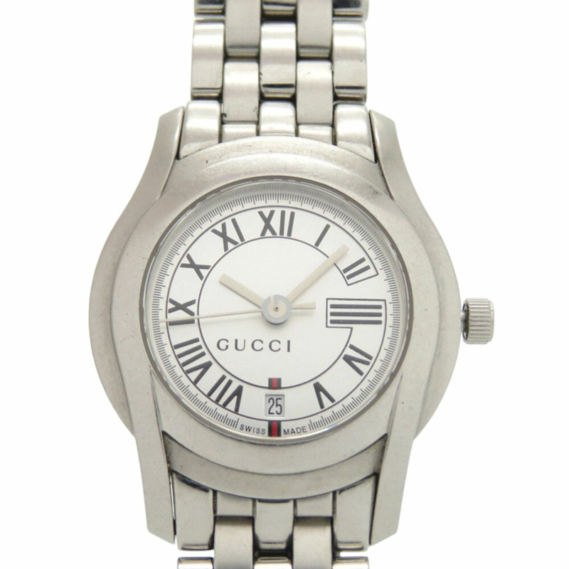 古馳 5500L 不鏽鋼銀色石英手錶 1761GUCCI-0