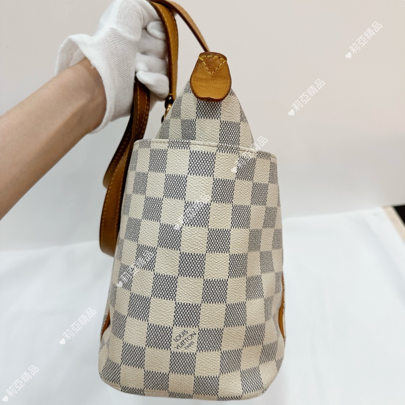 莉亞精品♡ LV 白棋盤格托特包 二手美包-4