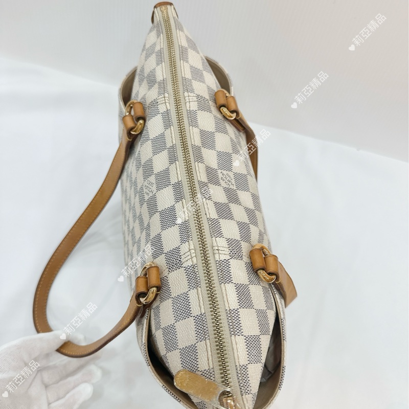 莉亞精品♡ LV 白棋盤格托特包 二手美包-6