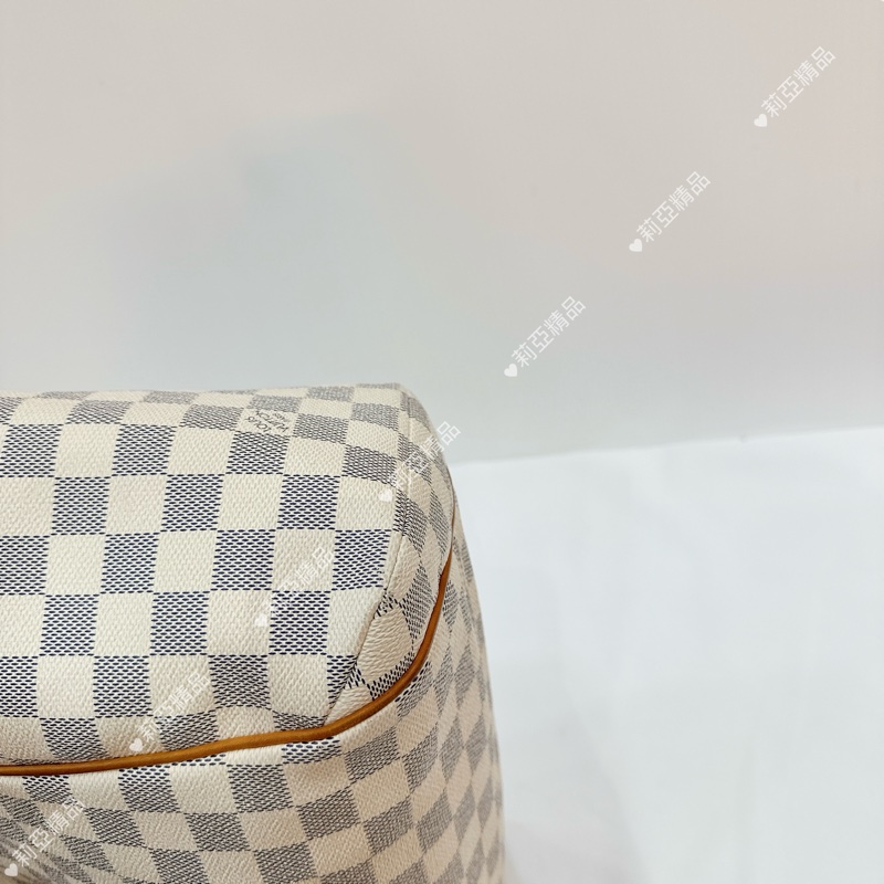 莉亞精品♡ LV 白棋盤格托特包 二手美包-10