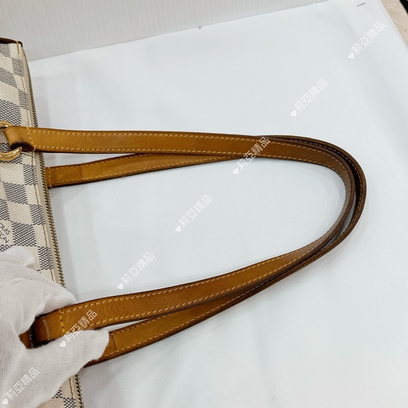 莉亞精品♡ LV 白棋盤格托特包 二手美包-13
