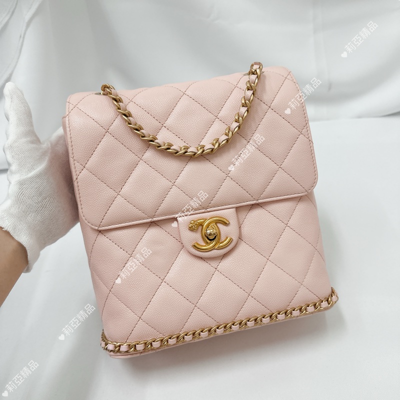 莉亞精品♡ Chanel 粉色後背包 二手美包-2