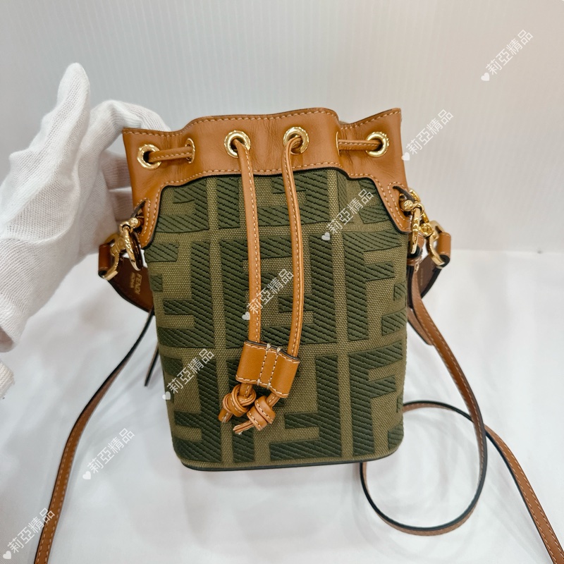 莉亞精品♡ 老花水桶包 咖 軍綠 二手美包-2