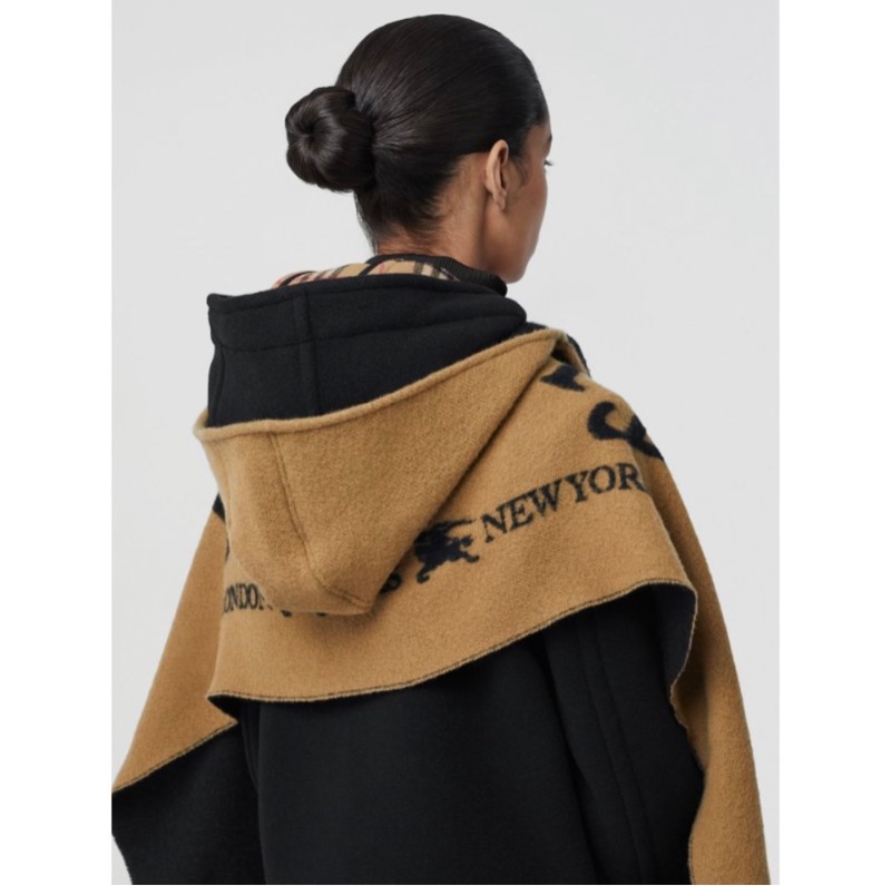 burberry 大批肩 可當圍巾 圍巾 帶帽圍巾 戴帽圍巾 披肩-1