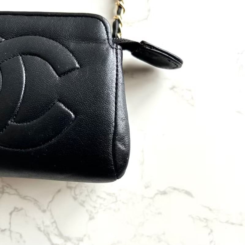 【LA LUNE】絕版古董包 Chanel黑色皮革中古包 斜背包 單肩包 側背包 二手包-4