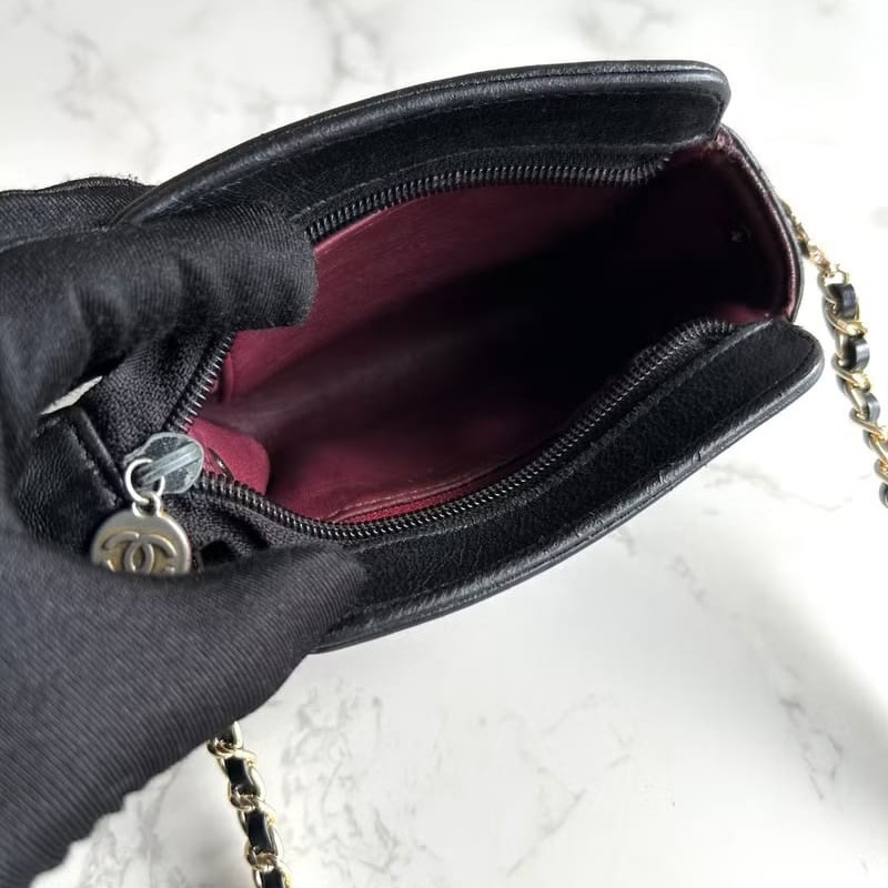 【LA LUNE】絕版古董包 Chanel黑色皮革中古包 斜背包 單肩包 側背包 二手包-7