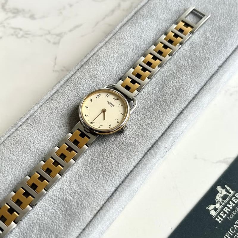絕版古董錶 Hermes Arceau 二手男女裝金屬錶帶 手錶 腕錶 中古-0