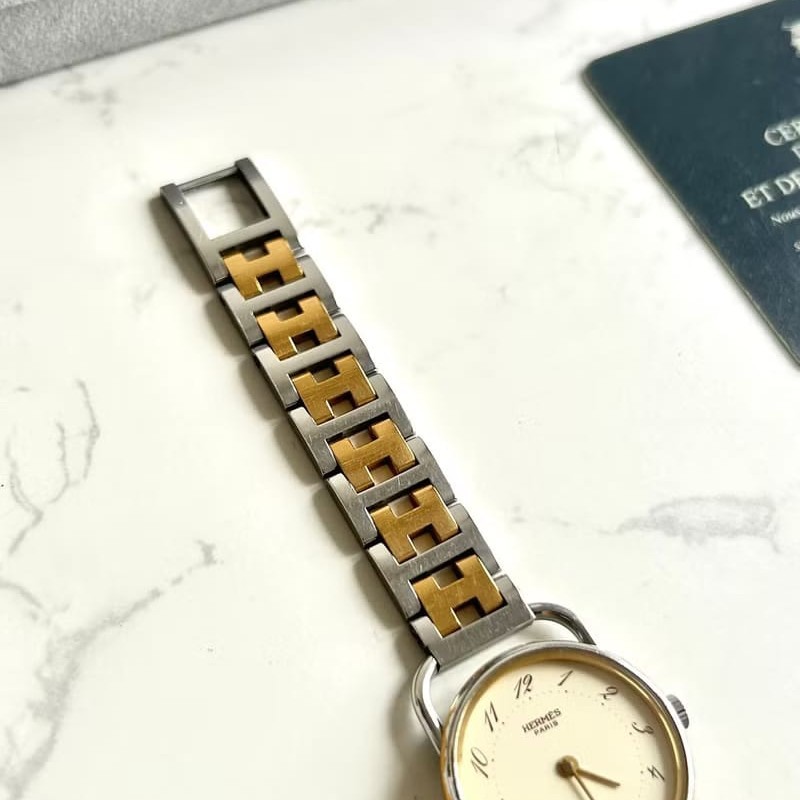 絕版古董錶 Hermes Arceau 二手男女裝金屬錶帶 手錶 腕錶 中古-1