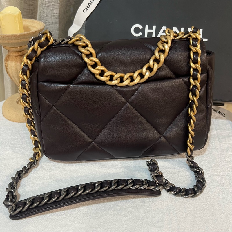 ෆ Chanel 19 Bag 巧克力棕🍫🈶購證 芯片款❤️-10