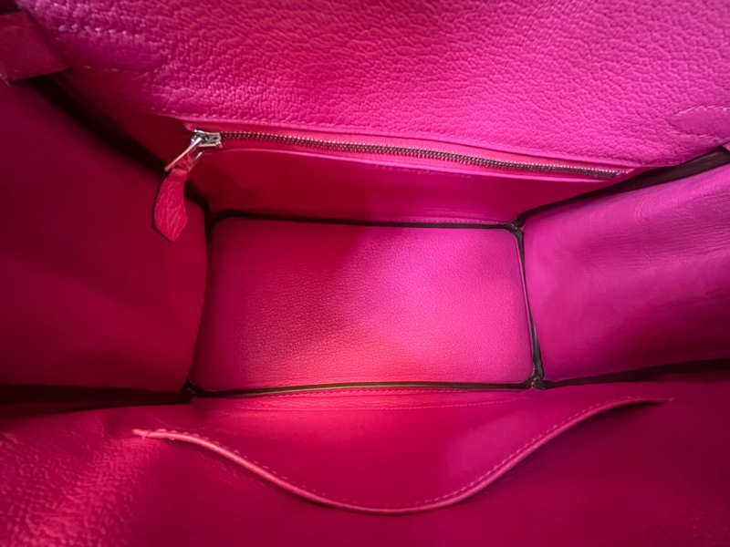 Hermes/愛馬仕 Birkin 25玫紅駝鳥皮狀態很好-8