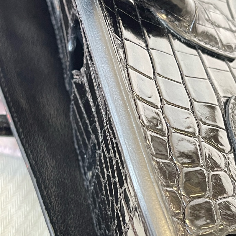 Hermes 愛馬仕Birkin30 黑銀亮面倒V稀有皮框L刻-15