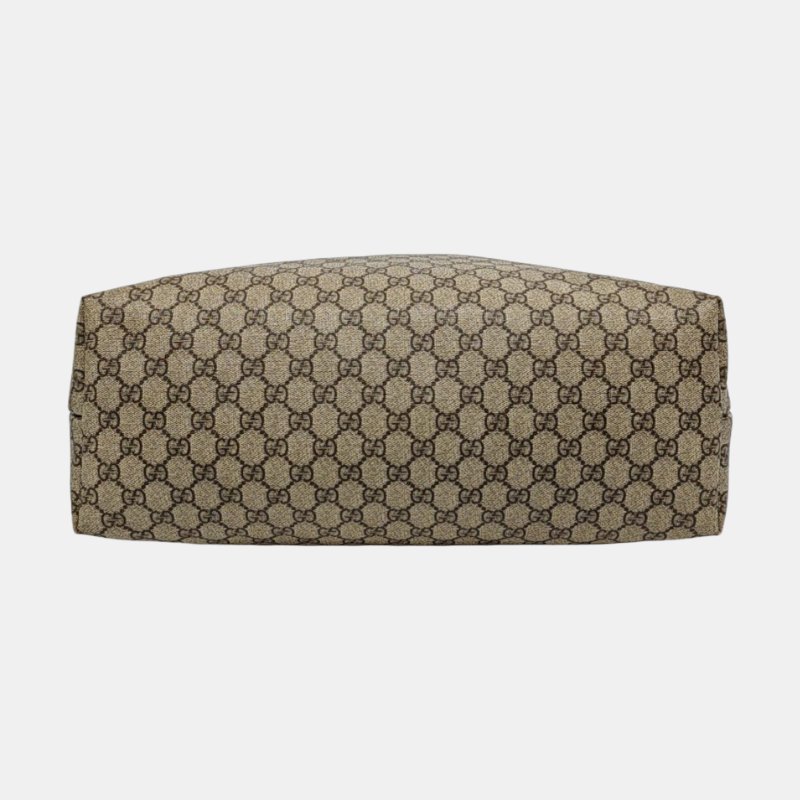 GUCCI GGlmprime 卡其色塗層帆布老花托特包 手提包 金色五金-5