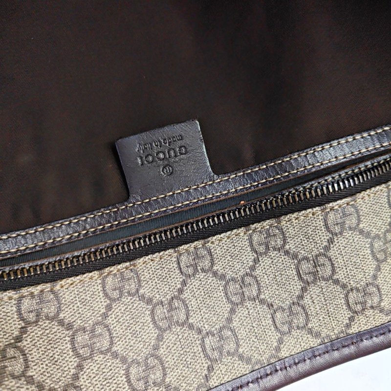 GUCCI GGlmprime 卡其色塗層帆布老花托特包 手提包 金色五金-11