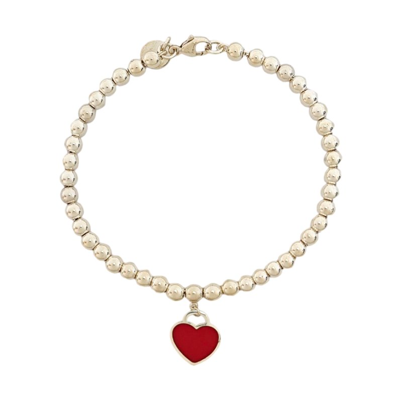 TIFFANY & CO. Return To Tiffany 銀色925銀琺瑯LOGO字母手鍊 長度17cm-0