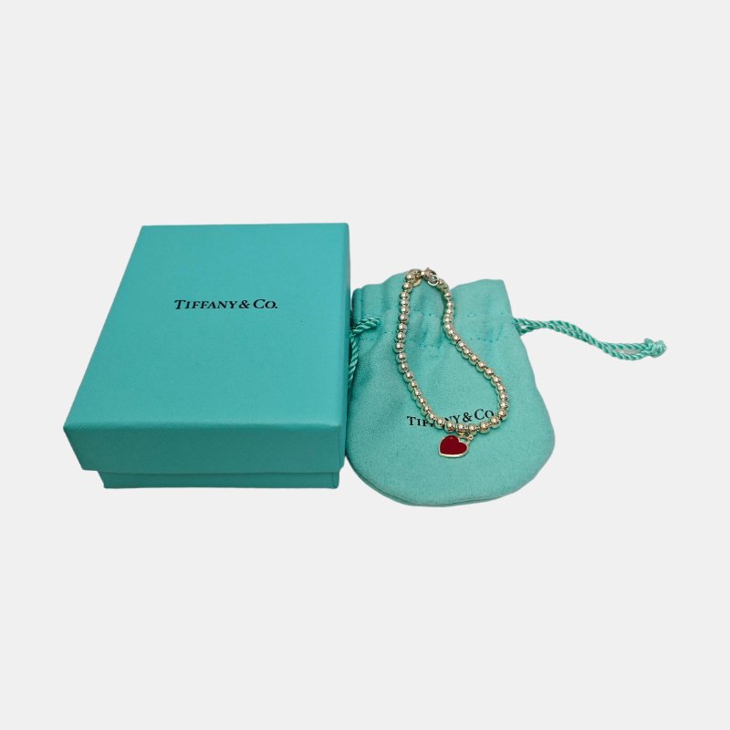 TIFFANY & CO. Return To Tiffany 銀色925銀琺瑯LOGO字母手鍊 長度17cm-3