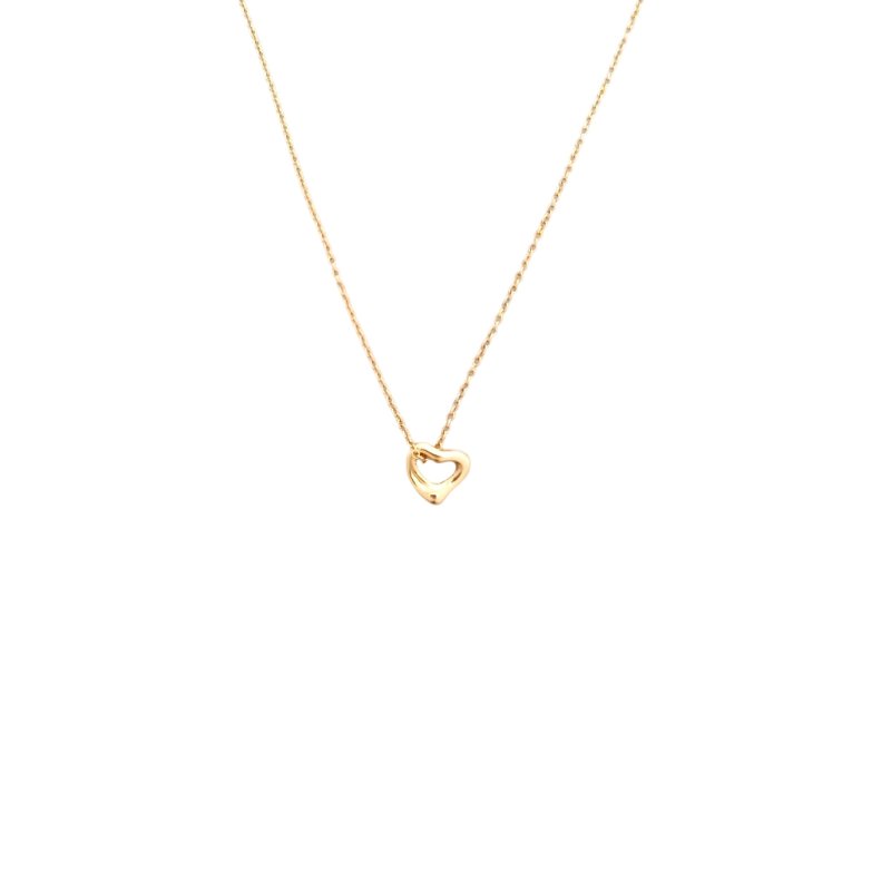 TIFFANY & CO.Elsa Peretti 玫瑰金色18K金心形項鍊 長度40cm-0
