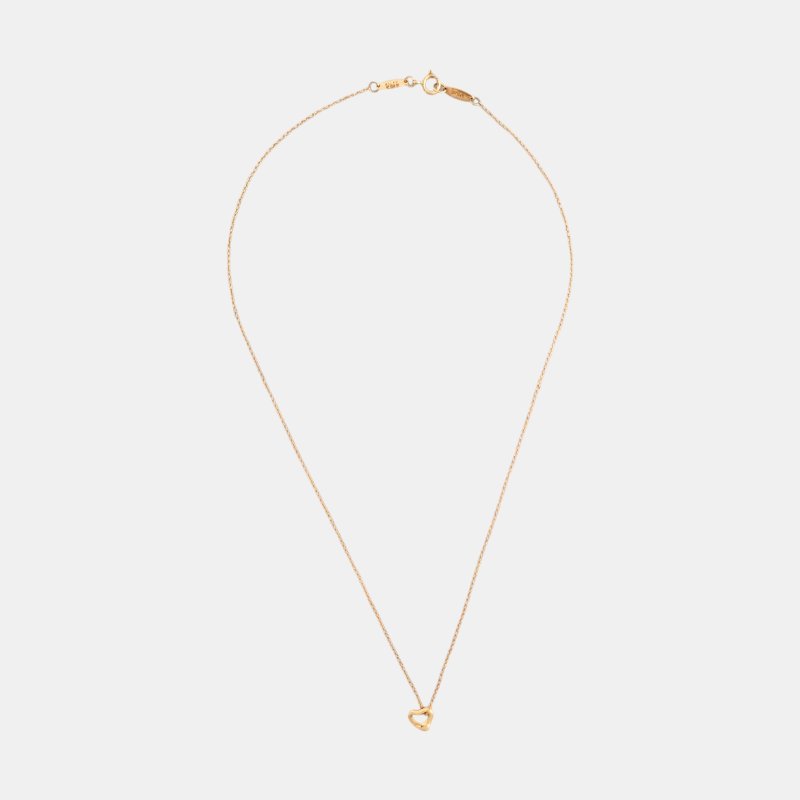 TIFFANY & CO.Elsa Peretti 玫瑰金色18K金心形項鍊 長度40cm-2