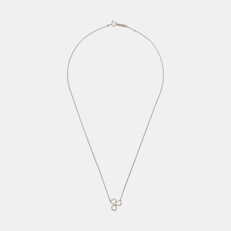 TIFFANY & CO. Tiffany Paper Flowers 花韻 銀色銀色鉑金鑽石三葉草鑲嵌項鏈 長度40cm-1