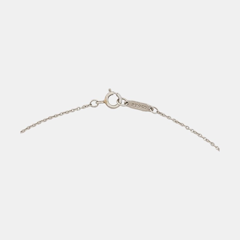 TIFFANY & CO. Tiffany Paper Flowers 花韻 銀色銀色鉑金鑽石三葉草鑲嵌項鏈 長度40cm-3