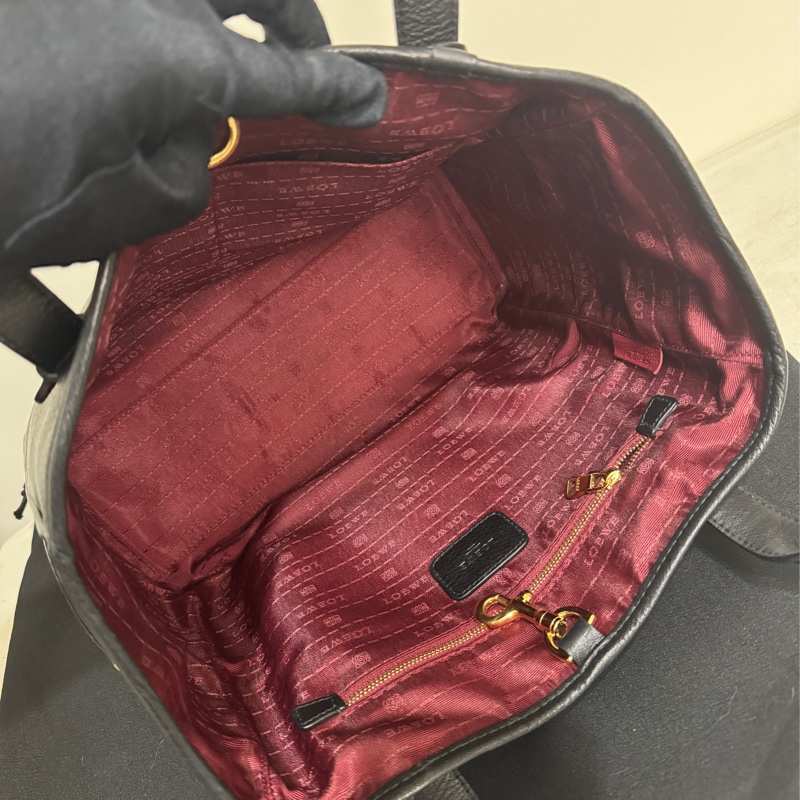 Loewe heritage tote bag黑色牛皮中型手提包/古董包-10
