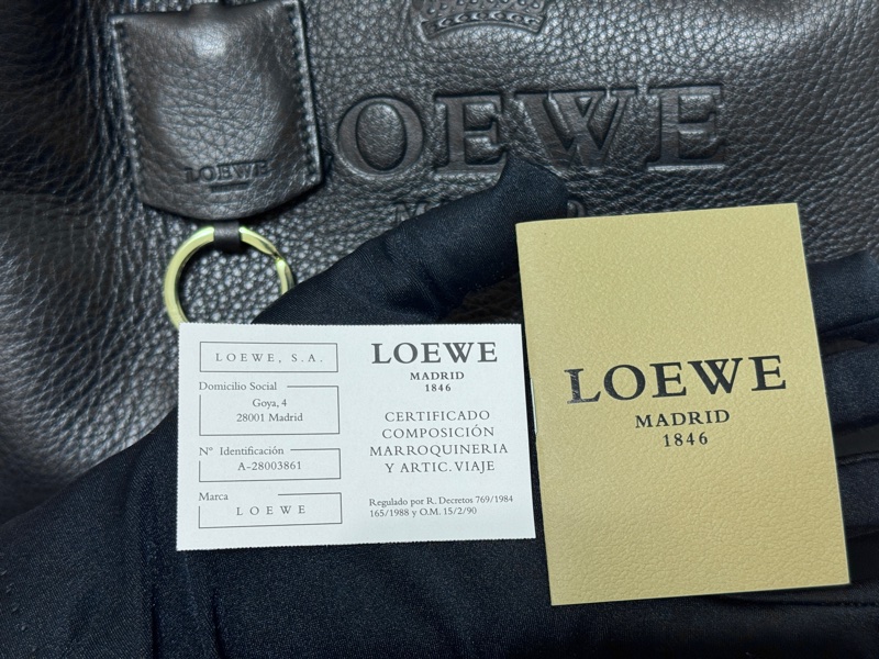 Loewe heritage tote bag黑色牛皮中型手提包/古董包-16