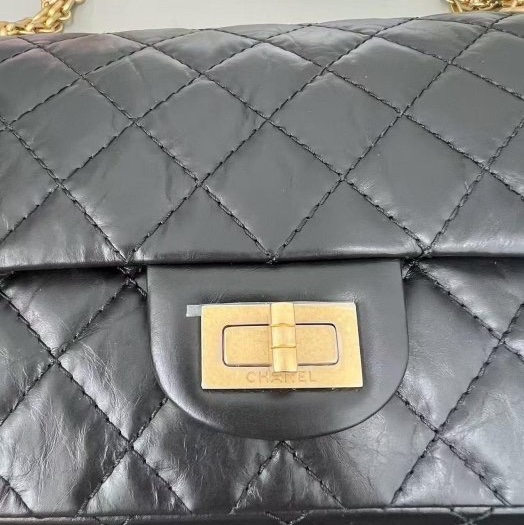小巴黎二手名牌 真品Chanel 2.55 黑銀 24公分 小號 復刻 膜在 未使用-3
