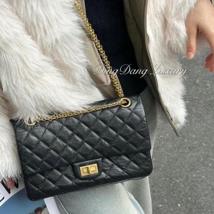 小巴黎二手名牌 真品Chanel 2.55 黑銀 24公分 小號 復刻 膜在 未使用-7