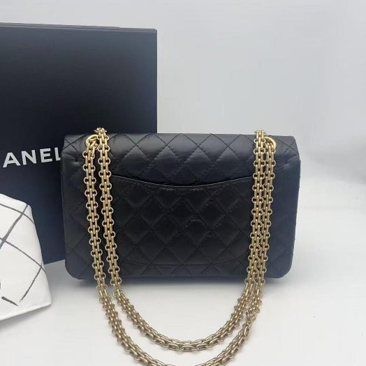 小巴黎二手名牌 真品Chanel 2.55 黑銀 24公分 小號 復刻 膜在 未使用-13