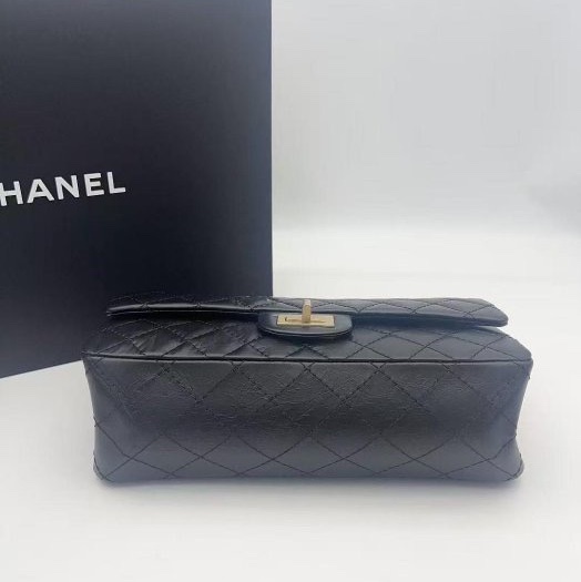 小巴黎二手名牌 真品Chanel 2.55 黑銀 24公分 小號 復刻 膜在 未使用-23