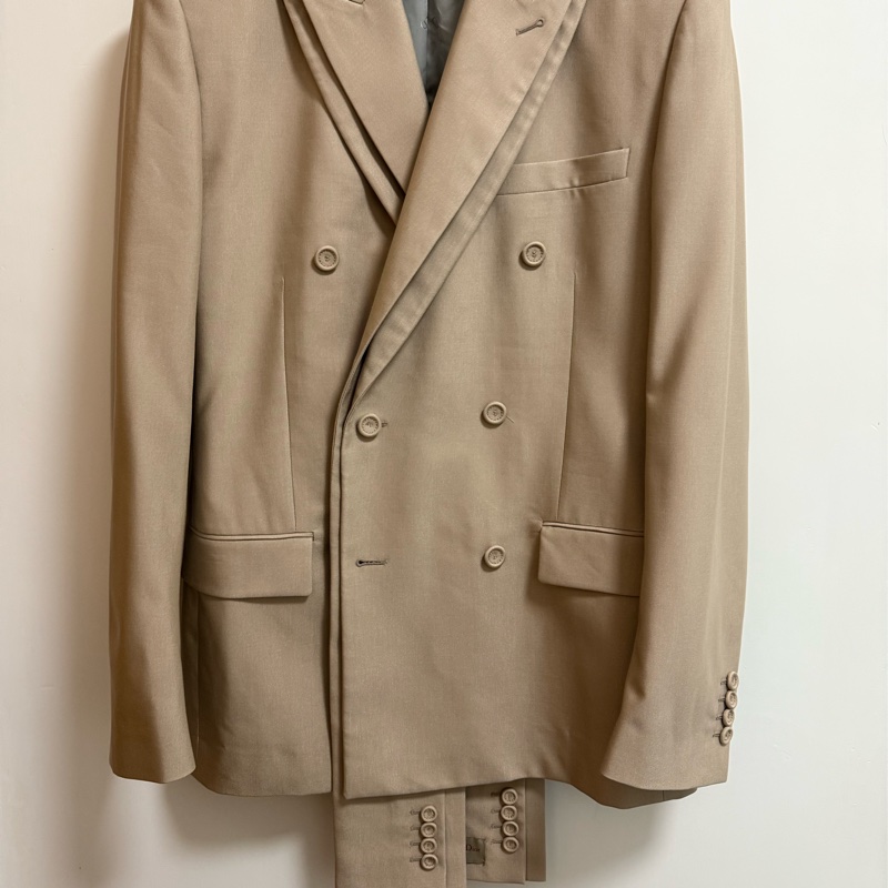 Dior beige double breasted blazer jacket with removable scarf 48 西裝 外套-1