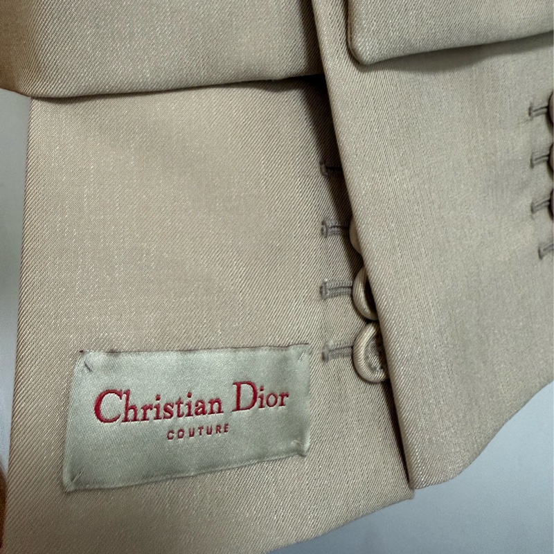 Dior beige double breasted blazer jacket with removable scarf 48 西裝 外套-3