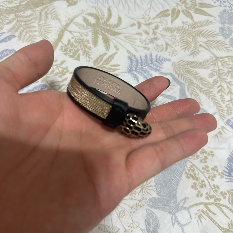 BVLGARI 皮革蛇頭手環-1