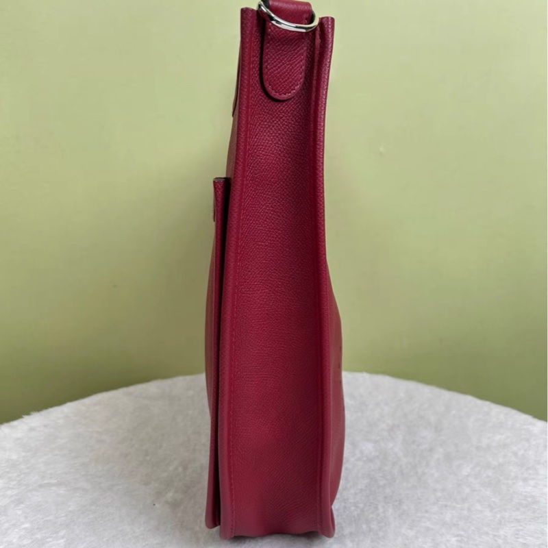 Hermes Evelyn 29紅色銀扣寬肩帶斜挎包 X刻 有塵袋票據-3