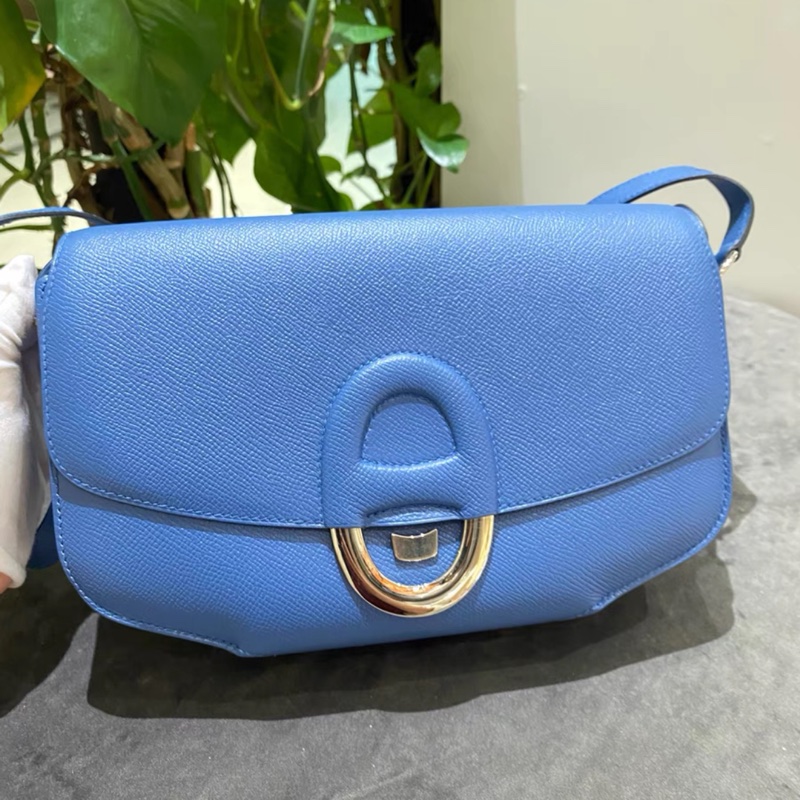 Hermes Cherche midi豬鼻子包 寶藍色荔枝紋牛皮銀扣-0