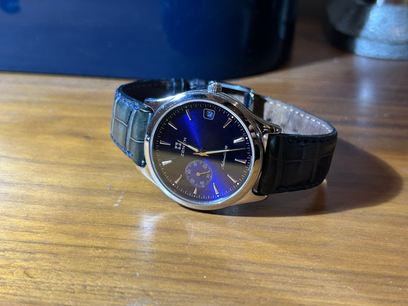 ZENITH Elite 小秒針 背透 深藍色唱片紋面盤 自動上鍊機械錶-2