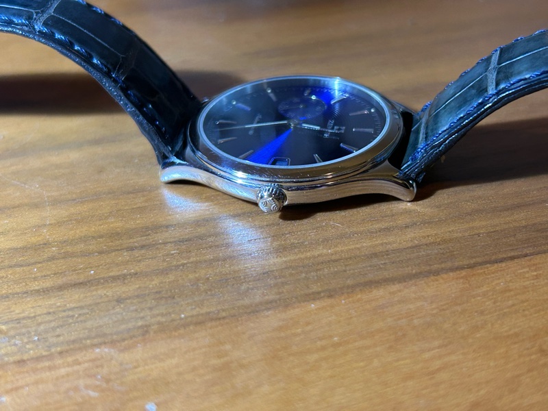 ZENITH Elite 小秒針 背透 深藍色唱片紋面盤 自動上鍊機械錶-4